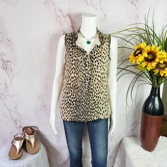 J. Crew leopard print sleeveless blouse - Picture 4 of 7